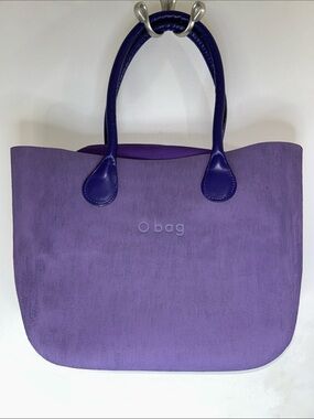NWT Made In Italy O bag Brand Zip Close Violet Tote Handbag & Extra Handle Set